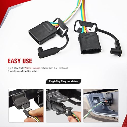 Vista 30 de Nilight Arnés de cableado de extensión de remolque en espiral de 7 vías a 5 vías, 5 pies, resistente, 7 pines redondos a 5 pines, cable adaptador