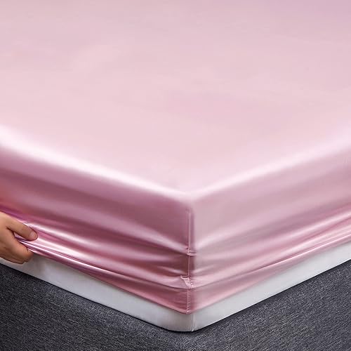 Miniatura 7 de Dainty Homes Seda satinada suave de tamaño King (juego de ropa de cama de 5 piezas, muchos más colores), seda satinada rosa, edredón, juego de