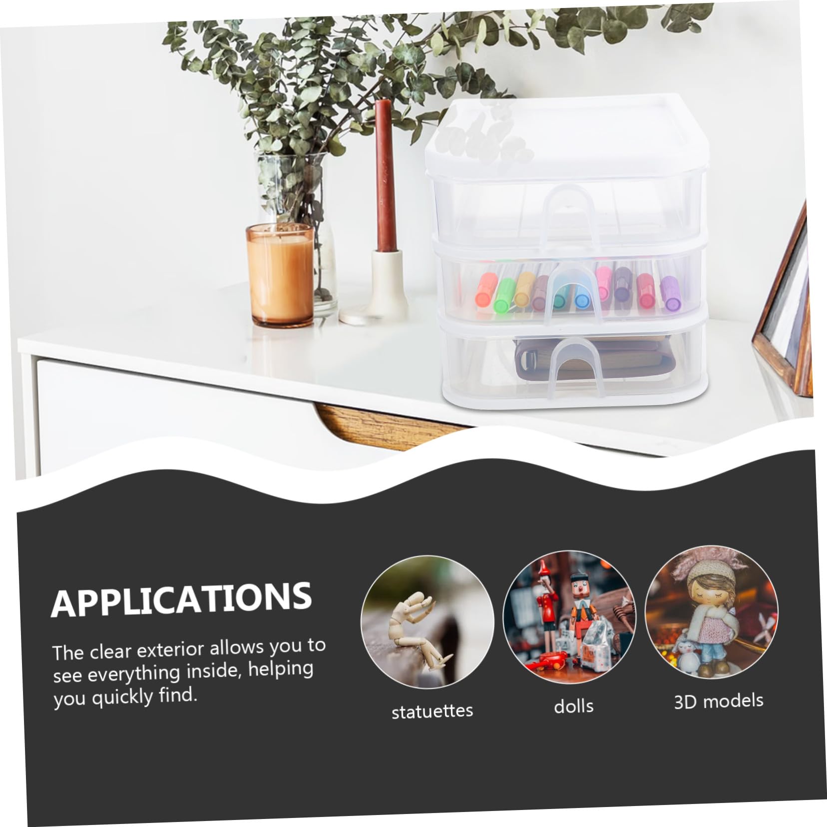 Organizador Escritorio Transparente con Cajones Deslizantes Caja Almacenamiento Plástico para Oficina Organizador Compacto para Objetos Almacenamiento Ordenado Fácil