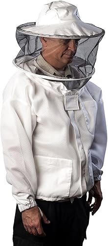 FOREST BEEKEEPING SUPPLY Chaqueta de abeja ultraligera ventilada, velo redondo ventilado con cremalleras de latón YKK y gruesa para una máxima