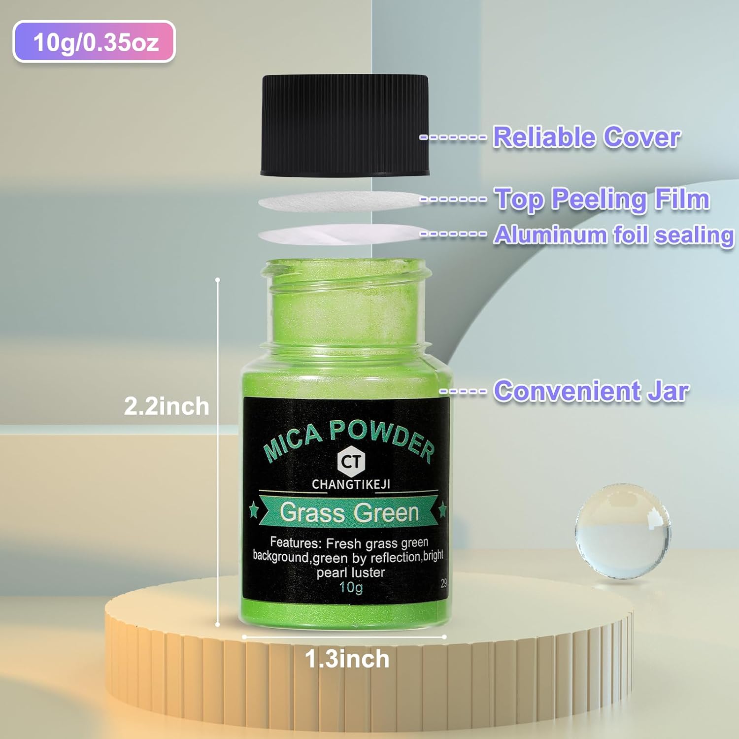 CHANGTIKEJI Mica Powder - 144 Colors - 10g/Bottle of Natural Pigment for Epoxy Resin，Eye Shadow,Car Freshies,Soap Making,Nail Polish,Candle Making,Bath Bombs