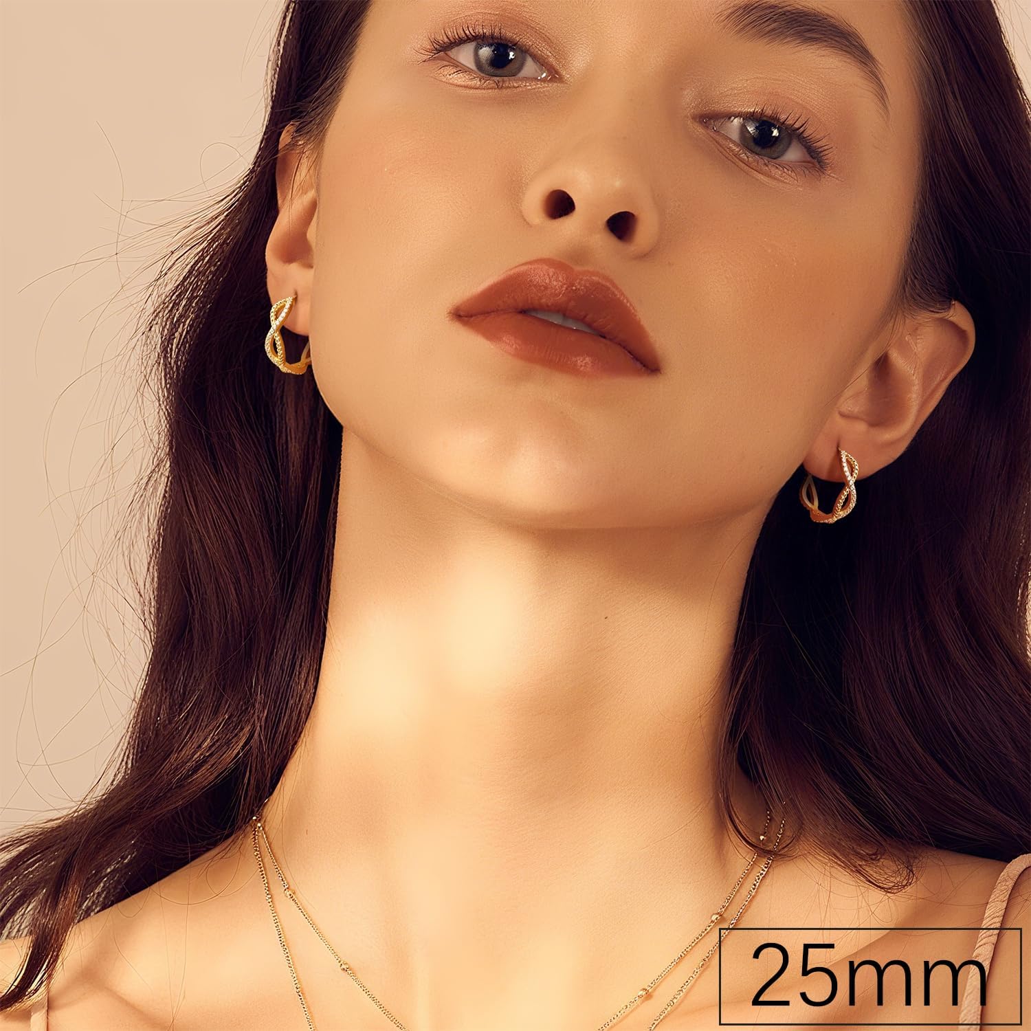 14K Gold Earrings for Women Gold Hoop Earrings for Women Twisted Hoop Earring for Womens Hoops with Cubic Zirconia Lightweight Hoops Earring for Womens 20/25/30/40/50mm
