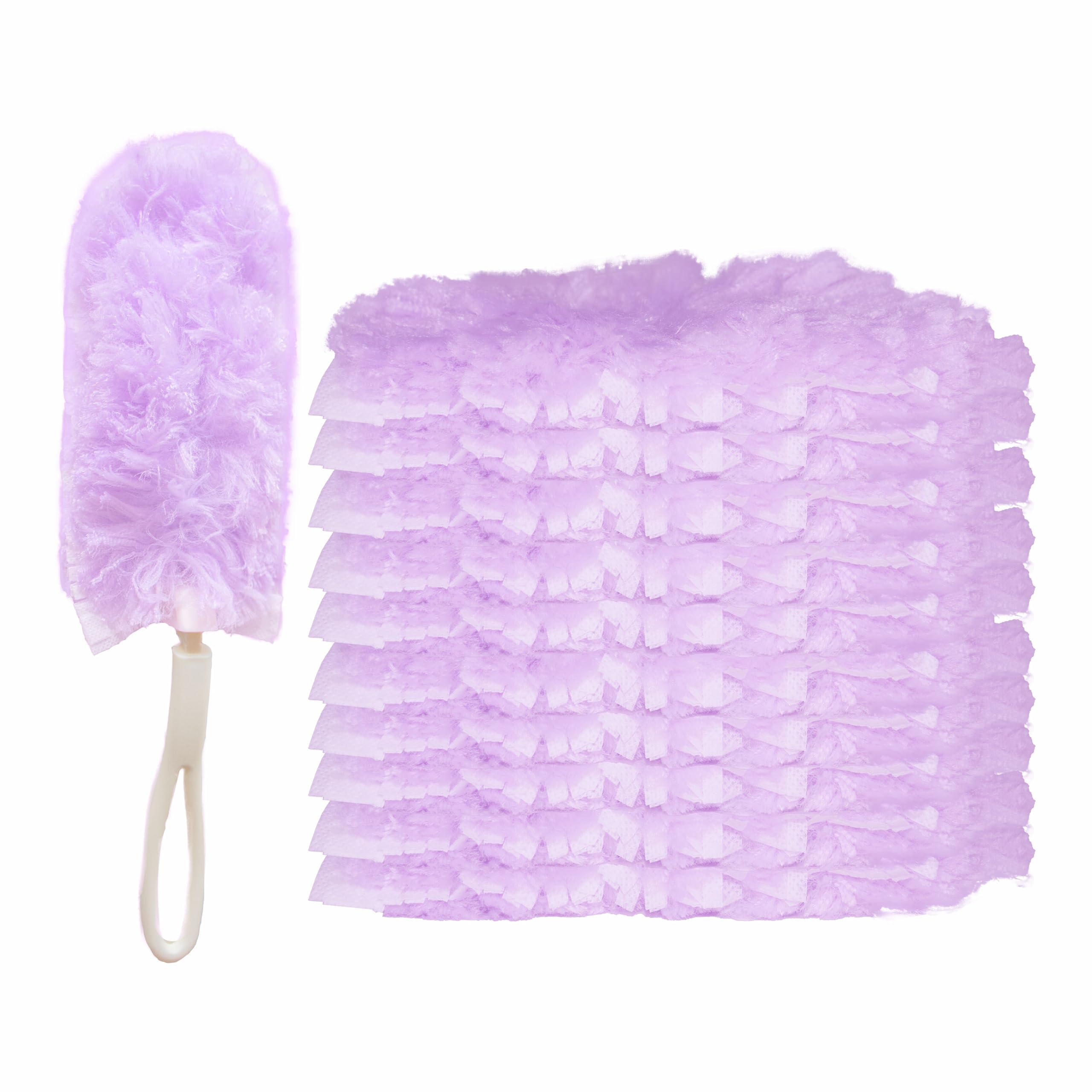 GUOYUANGLO Disposable Dusters Refills - 360 Heavy Duty, Unscented, 10 Counts with Short Handle, Purple