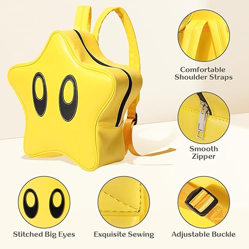 Miniatura 4 de Linda mochila de dibujos animados 3D estrella amarilla Y2K ligera impermeable mochila Daypack, Amarillo, Mochilas Daypack