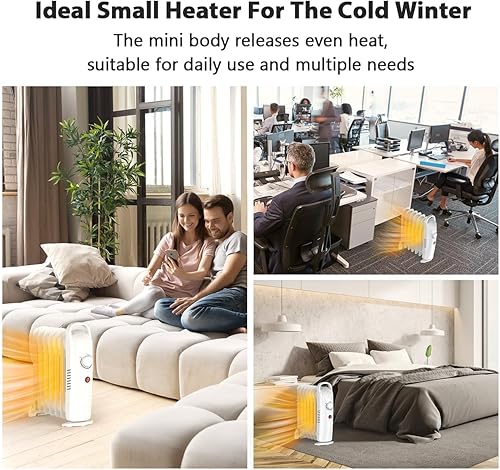 Miniatura 7 de Calentador de aceite, calentador de radiador Air Choice relleno de aceite de 700 W con termostato, calentador silencioso para interiores, calienta