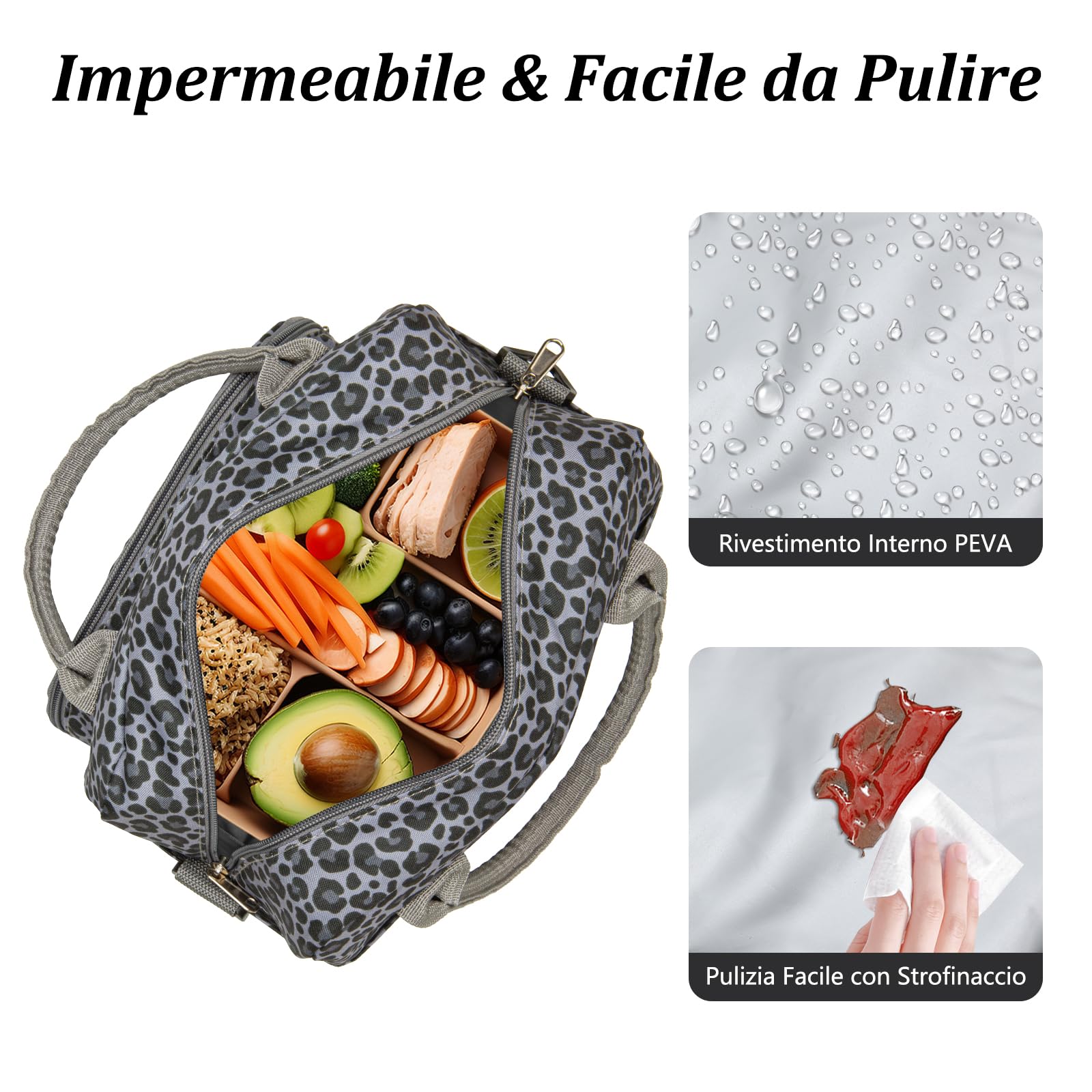 AOTM Borsa Termica Porta Pranzo Donna Uomo, Borsa Frigo con Capacità 12L, Spalline Regolabili, Facile da Pulire, Design Multi-Tasca, Portatile per Ufficio Scuola Viaggio Picnic