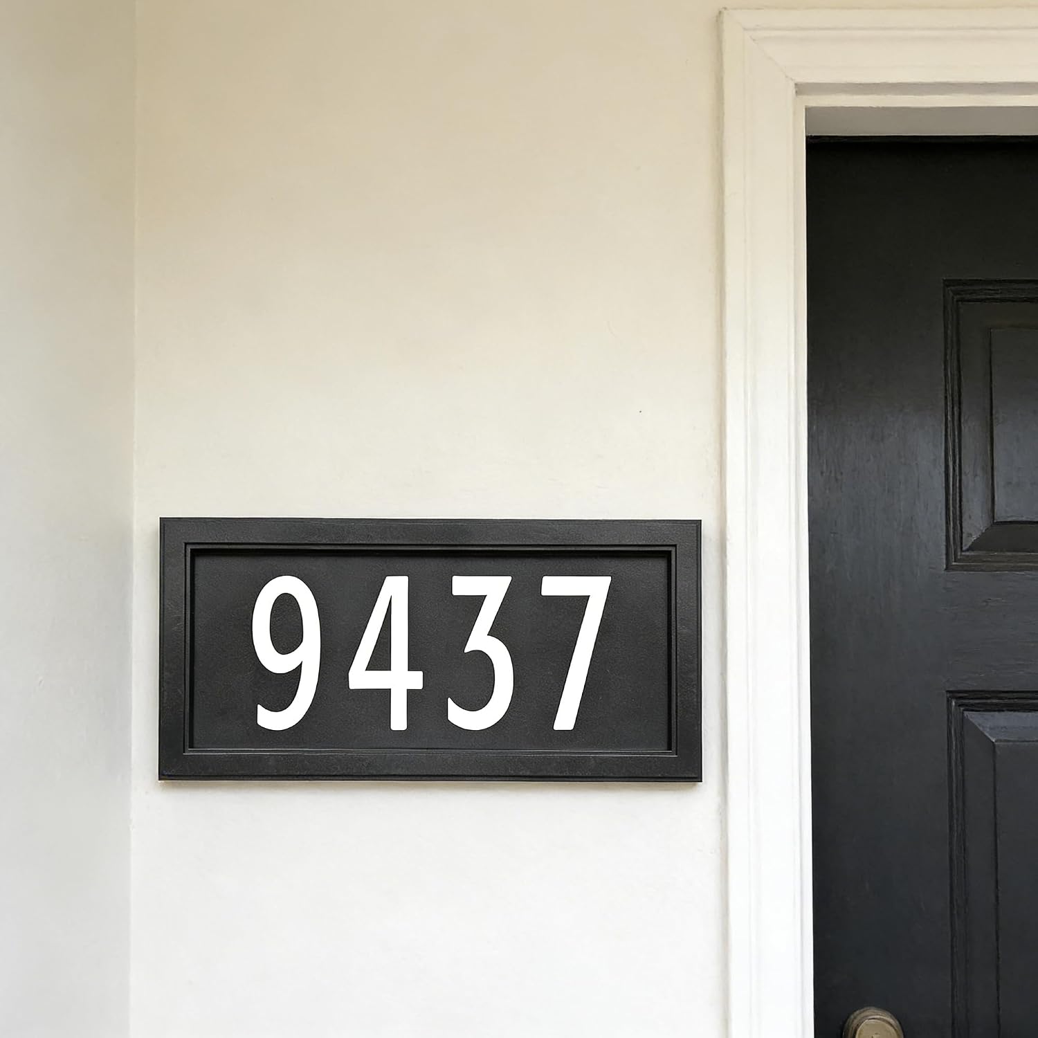 Address Number Sign 14.4" x 7.0" ABS Plastic, Includes 4 Sets 4 Inch 0-8 Number Stickers, Mounting Screws & Expansion Tubes, Fits 4-5 Digits for Home Wall Door