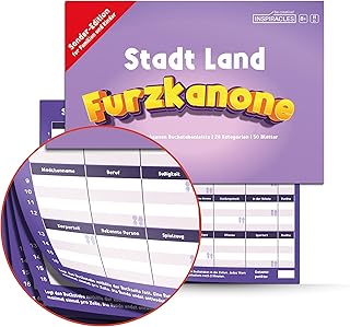 Inspiracles City Country Fart Cannon - Board Game for Families - from 8 Years - Game Pad with 50 Sheets - Funny Categories, Families and Children