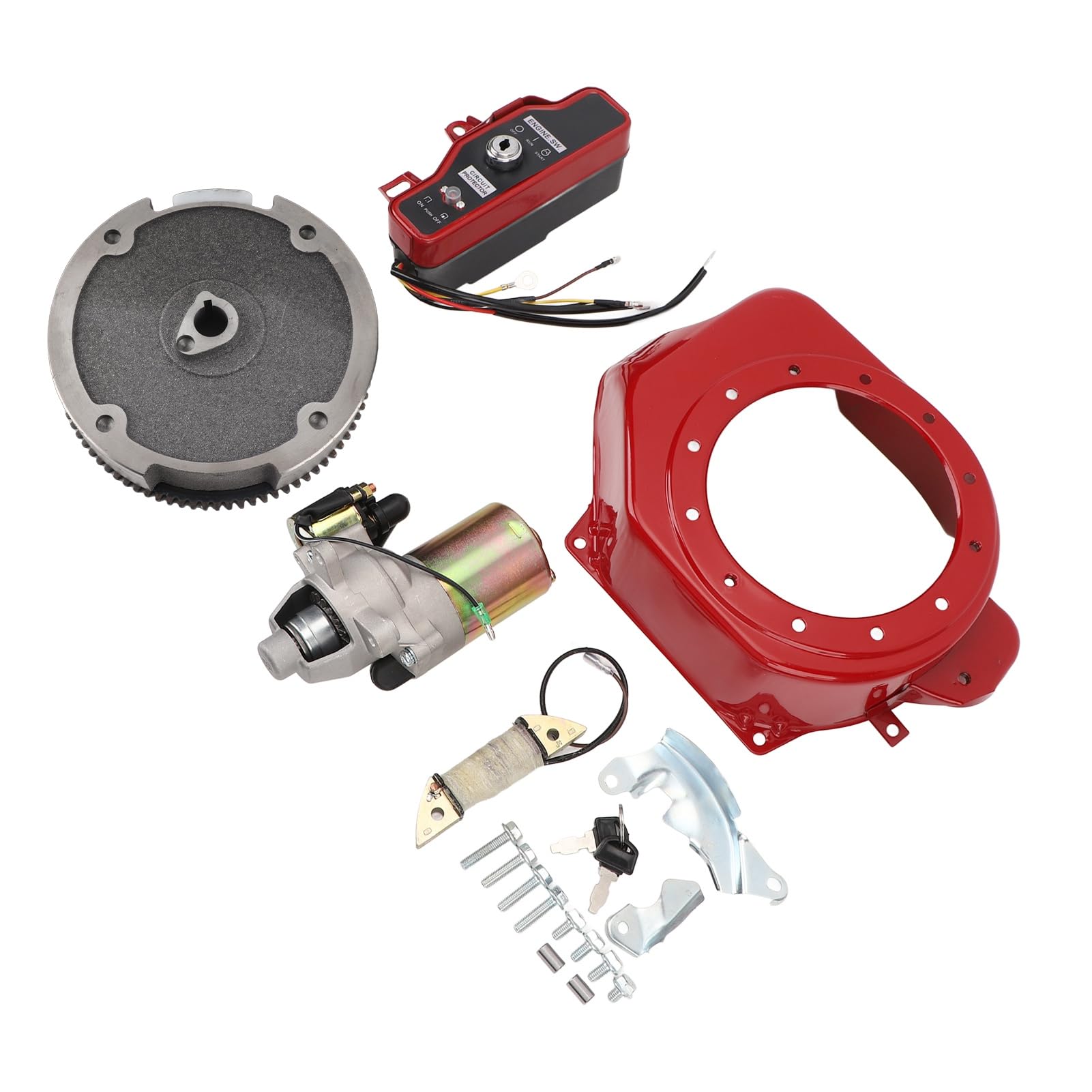 CHICIRIS Kit de Arranque Eléctrico Kit de Motor de Arranque de Metal ABS con Caja de Interruptor de Encendido Cubierta del Volante Bobina de Carga Fácil Instalación para Motores GX160 GX200