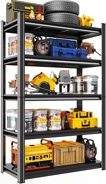 Notmise Garage Shelving Black Industrial Storage Unit 5-Tier 2900Lbs, Heavy Duty Adjustable Metal Shelves for Garage, Warehouse and Basement (63" H x 28" W x 14" D)