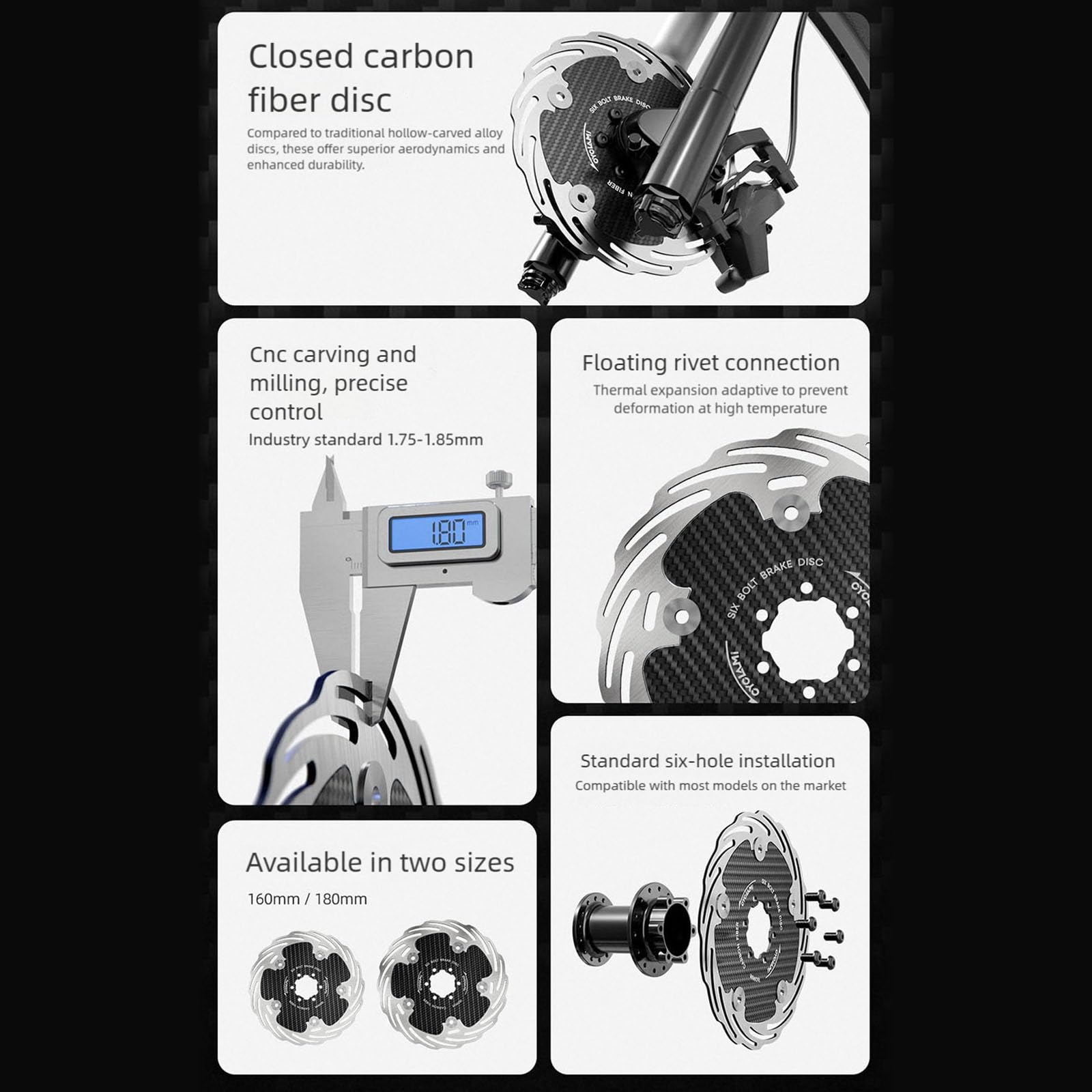 Generico Disco Freno Idraulico Flottante, Adatto per Monopattini/Biciclette/Skateboard Elettrici, Resistente agli Agenti Atmosferici E Durevole (B)