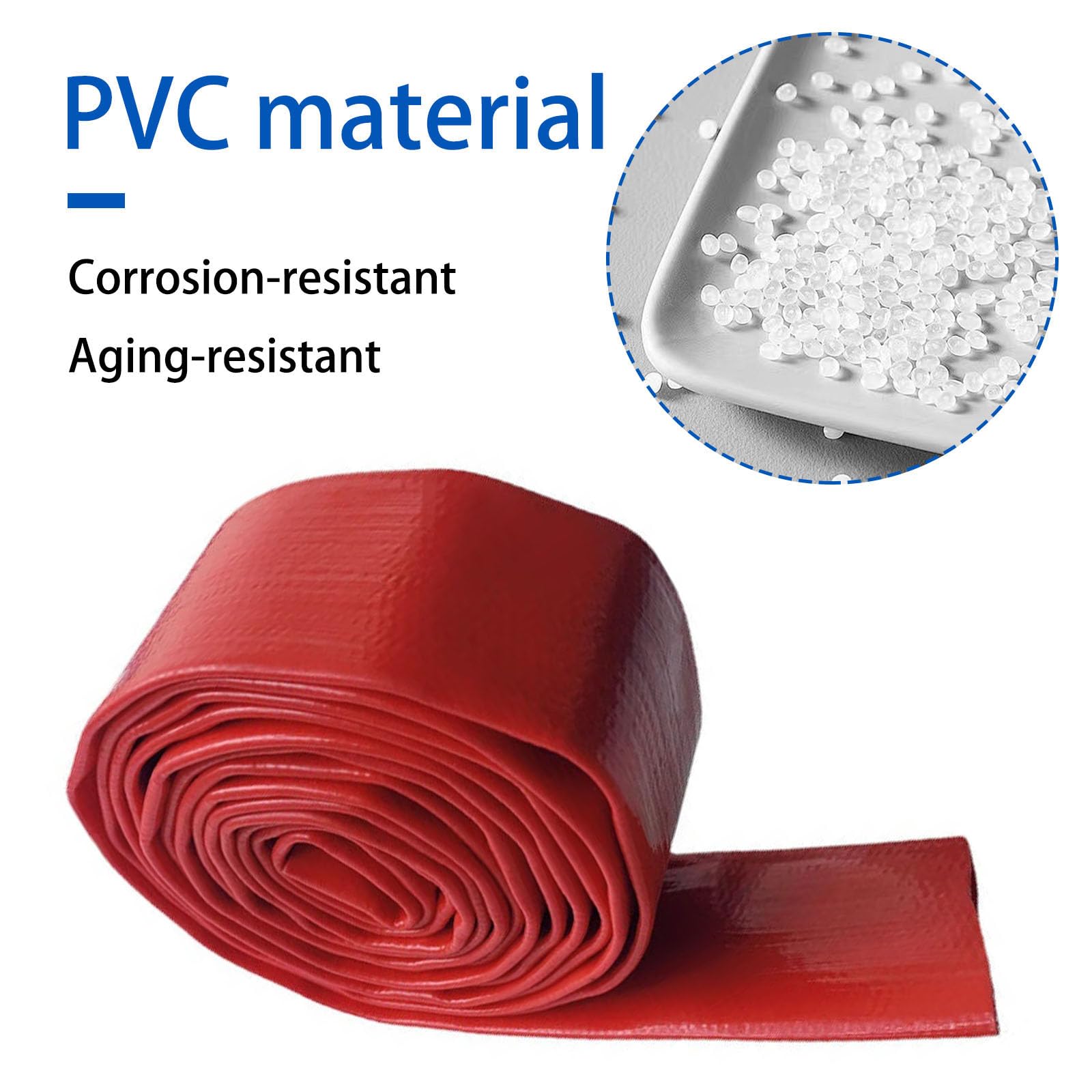 Tubo flessibile di scarico dell'acqua Layflat Pompa per irrigazione in PVC rinforzato con poliestere per pompe sommergibili, drenaggio di stagni, piscine e giardini 50m 1-inch