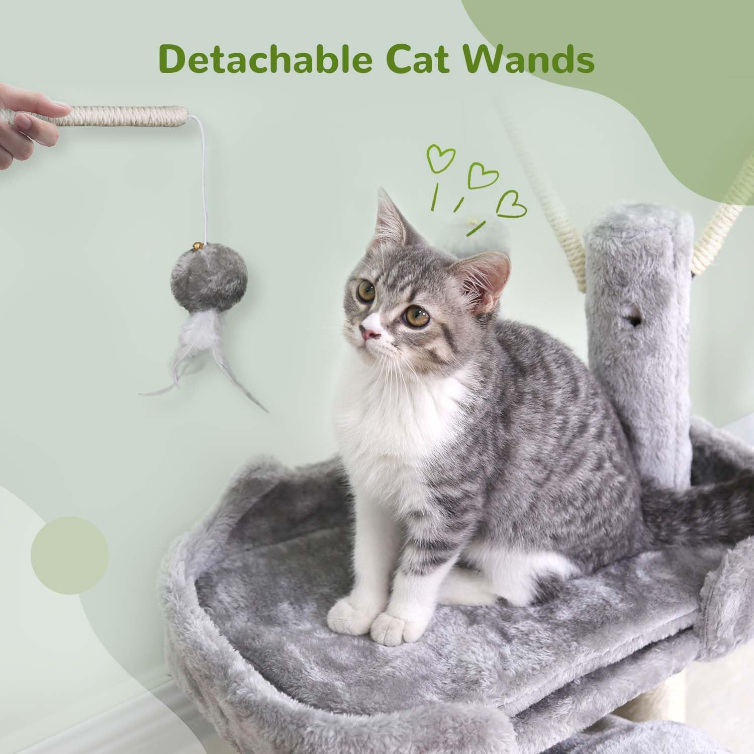 Globlazer Small Cat Tower, 25-inch Cat Tree Small Cat Tower with Scratching Post Specifically Designed Kitten Scratching Post, The First Cat Tree Recommended for Baby Cats, I25, Light Grey