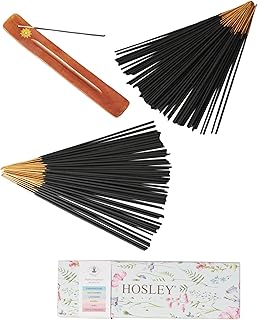Hosley 120 Incense Sticks Frankincense, Nag Champa, Lavender, Myrrh, Wind, Apple Cinnamon, and a 12 Inch Holder Elevate Your Space with Aromatherapy Bliss