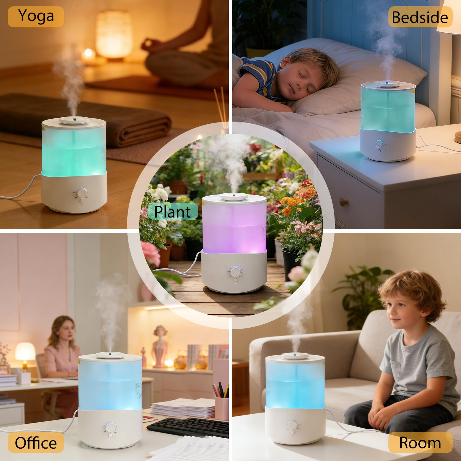 Romon Luftbefeuchter Schlafzimmer 2.5L, Top-Fill Aroma Diffuser, Humidifier mit 360° drehbarer Düse, bis 28H, automatischer Abschaltung, für Pflanzen große Räume & Zuhause, Weiß