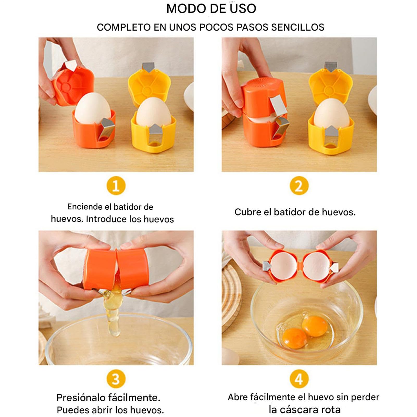 3 Piezas Herramientas para Cascar Huevo - Abridor de Cáscar de Huevo | Removedor de Cáscaras de Huevos | Separador de Cascarón de Huevos de Mano | Cortador de Cáscaras de Huevoes Crudos