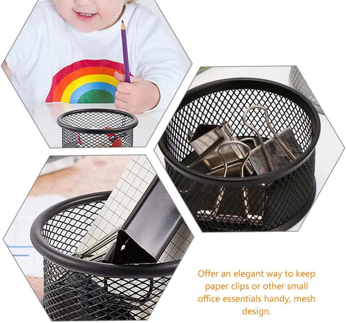 Luxshiny 3pcs Mesh Storage Box for Desk Multi-functional Paper Clip Organizer Sturdy Container for Office Supplies Space-saving Design for School and Home Use
