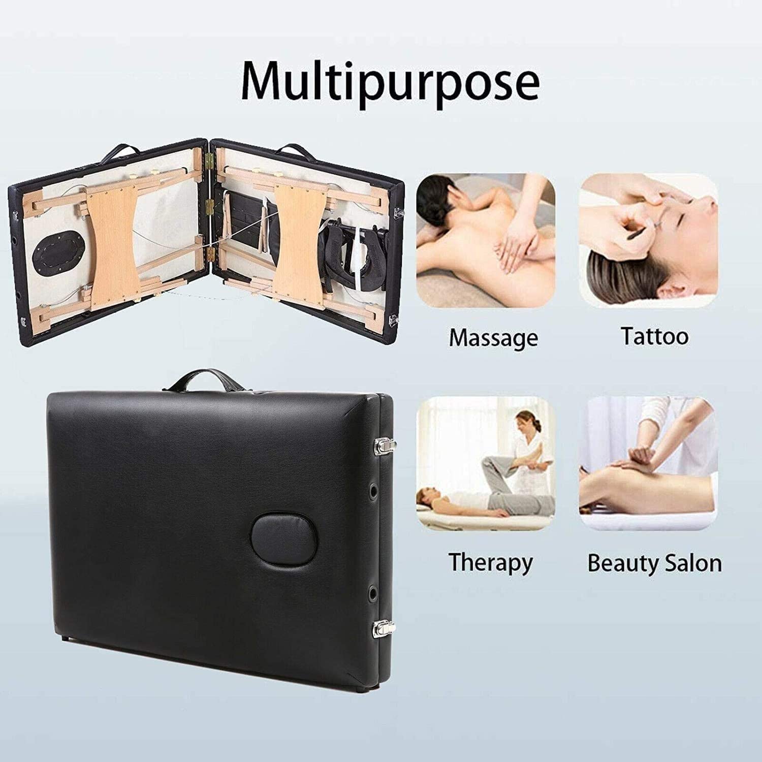 Lettino da Massaggio Portatile, Lettino da Massaggio, Lettino da Spa, Lettino da Terapia, Lettino da Salone Regolabile in Altezza, Letto Pieghevole, Adatto per Terapia, tat(