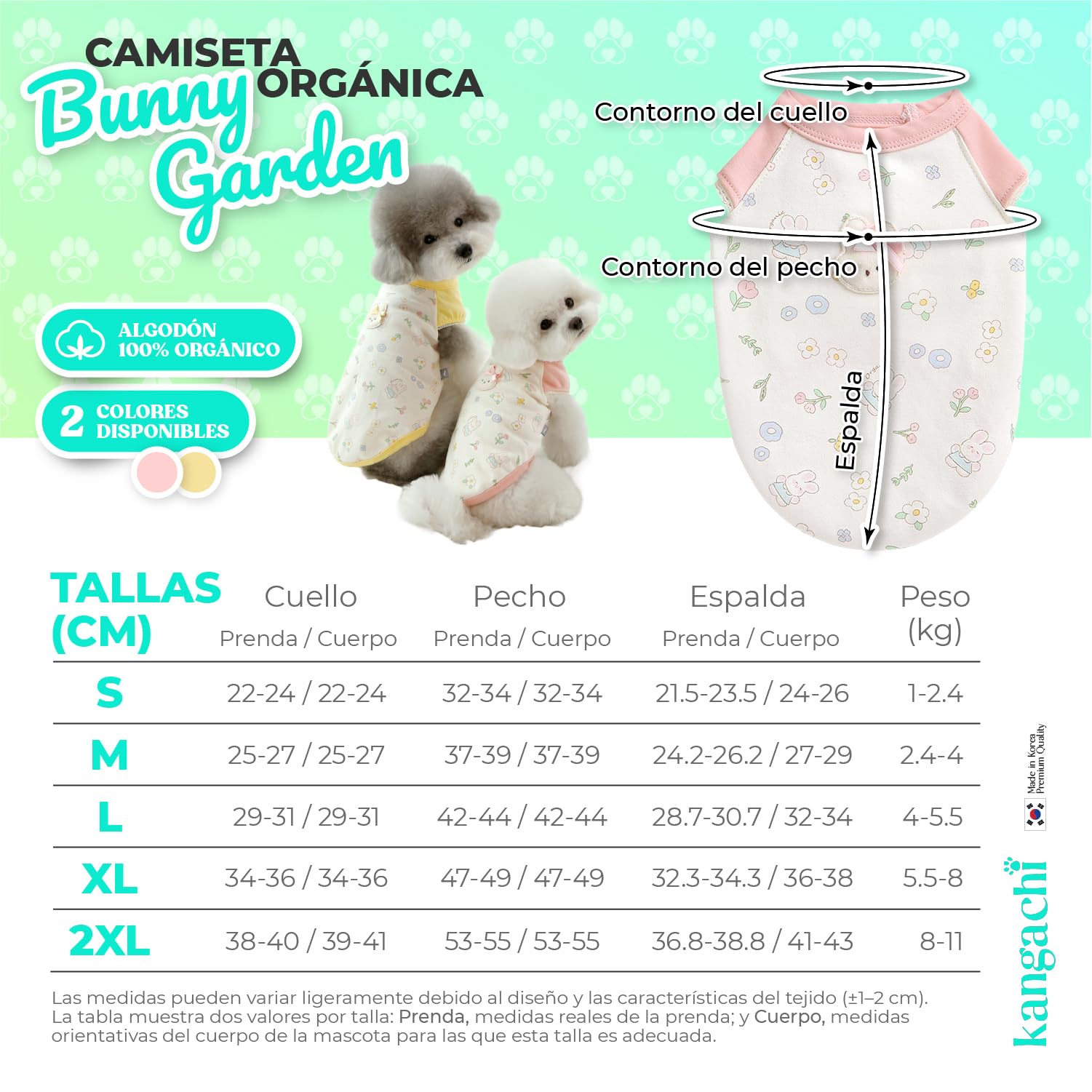 Its Dog & Kangachi - Camiseta para Perro 100% Algodón, Diseño Conejito, Camiseta para Perros Pequeños, Ropa Perro Ligera, Hipoalergénico, Suave y Fresca, Made in Korea, Rosa M