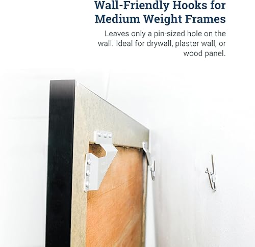 Miniatura 8 de Picture Hang Solutions Juego de ganchos y clavos de repuesto para ganchos de pared grandes, paquete de 5, soporta 60 libras