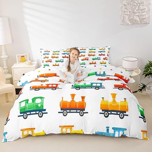 Miniatura 12 de Feelyou Juego de funda de edredón de camión de bomberos, edredón de coche de policía para decoración de habitación de niños, colcha de ambulancia