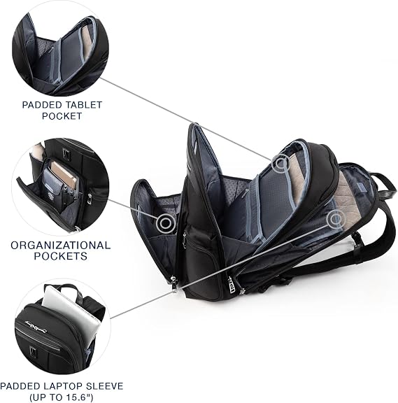 Travelpro Platinum Elite Business Laptop Backpack, Fits up to 17.5 Inch Laptop, Work, Travel, Men and Women, Shadow Black