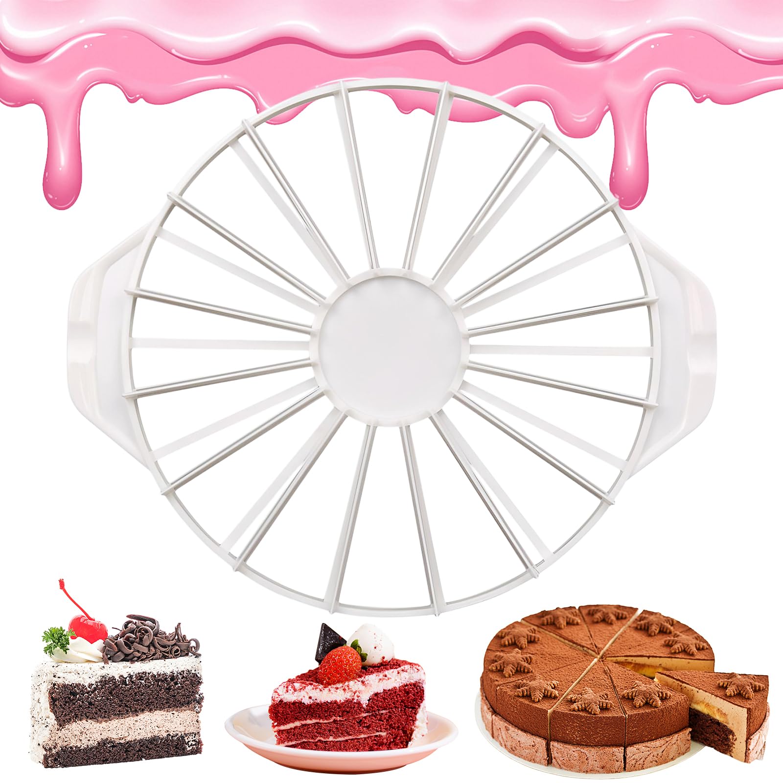 Tortenteiler-Set – 2 Teiler Für 10/12/14/16 Stücke, Aus ABS-Kunststoff, Wiederverwendbar, Weiß