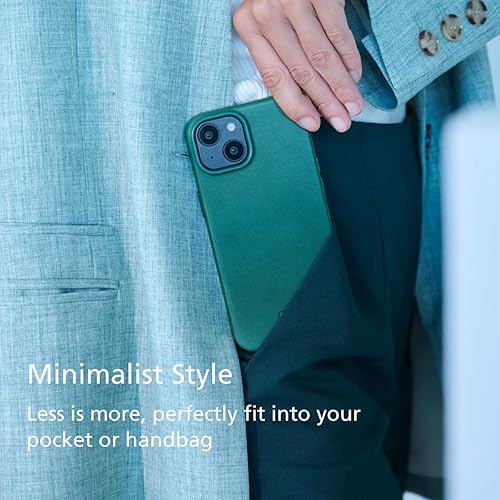 Miniatura 4 de alto Funda de cuero diseñada para iPhone 14 y iPhone 13, serie original, funda protectora de cuero italiano de primera calidad hecha a mano (6.1