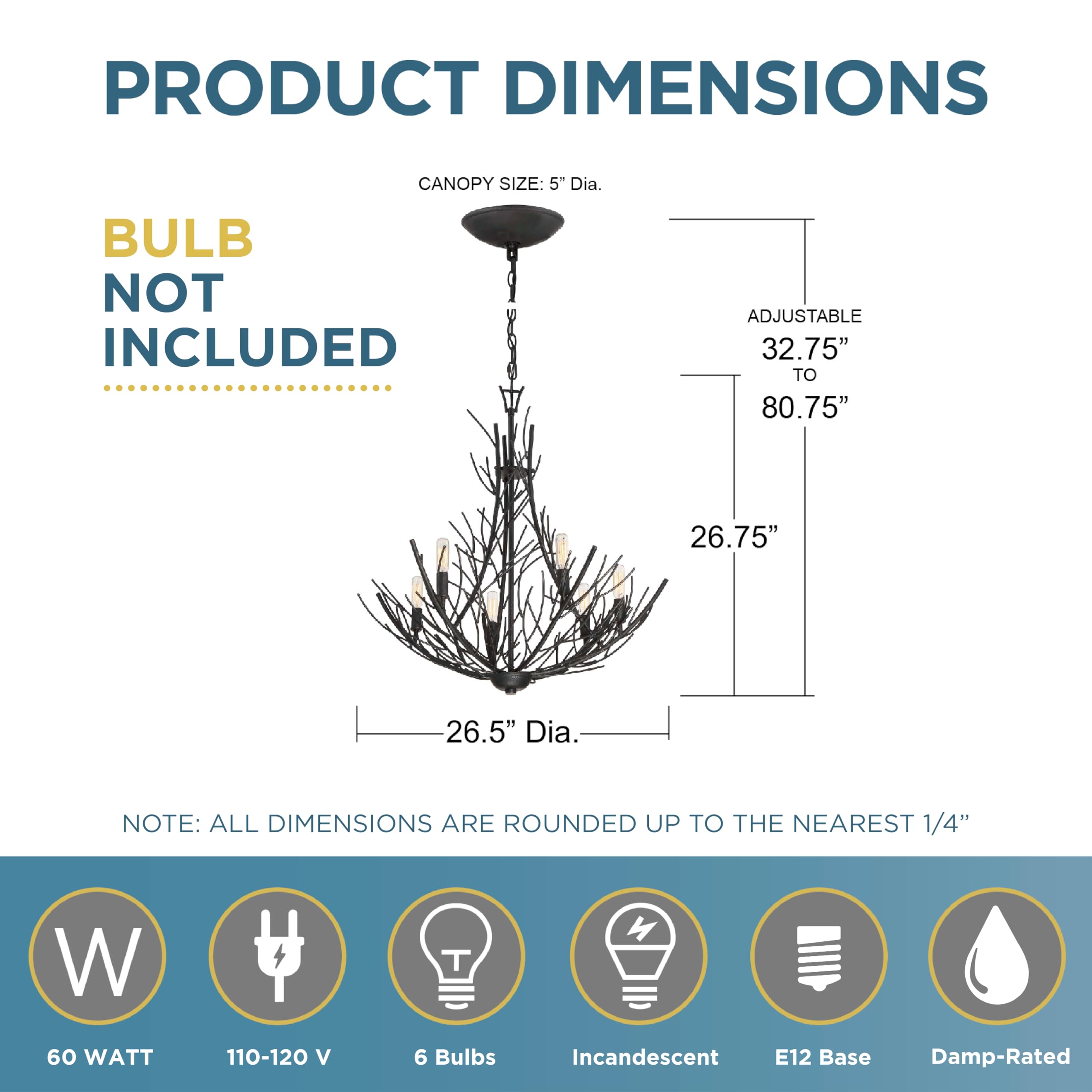 joint　KIDILL MA-1 BLACK FLOWER Quoizel Thornhill Tree Branch Chandelier, 27 Inch 6-Light