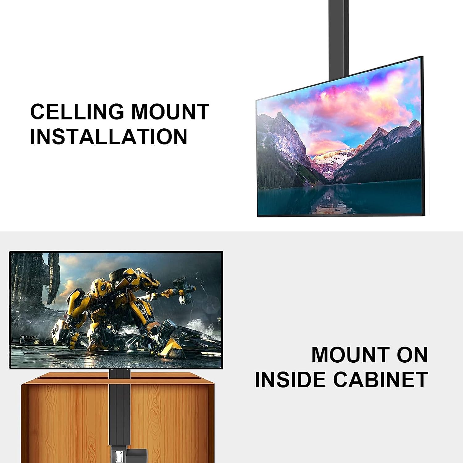 ECO-WORTHY Automations - Motorized Vertical TV Lift Remote-Control for Home Use (Stroke Length 36'' (900mm))
