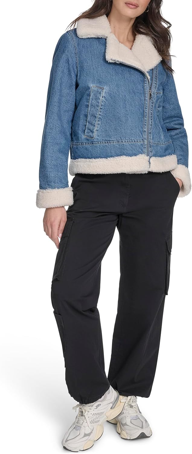 Levi's Women's Denim Moto With Sherpa Lining - Image 8