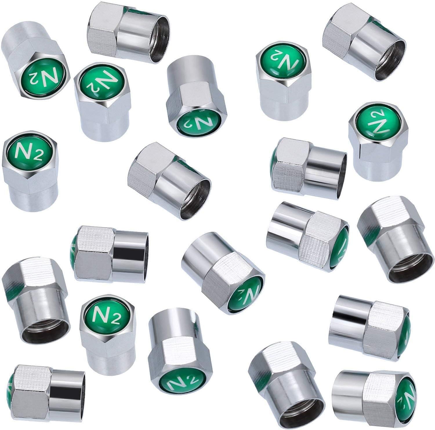 Tatuo 20 Pieces Metal Brass Tire Valve Stem Caps Dustproof