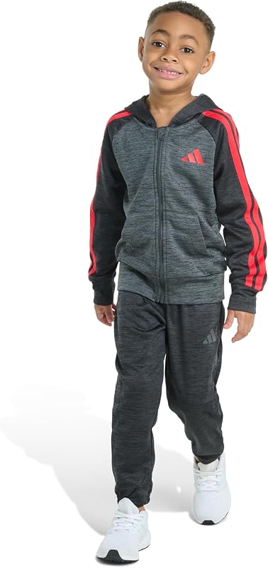 Conjunto de campera y jogging de poliéster polar de manga larga de 2 piezas para bebé niño
