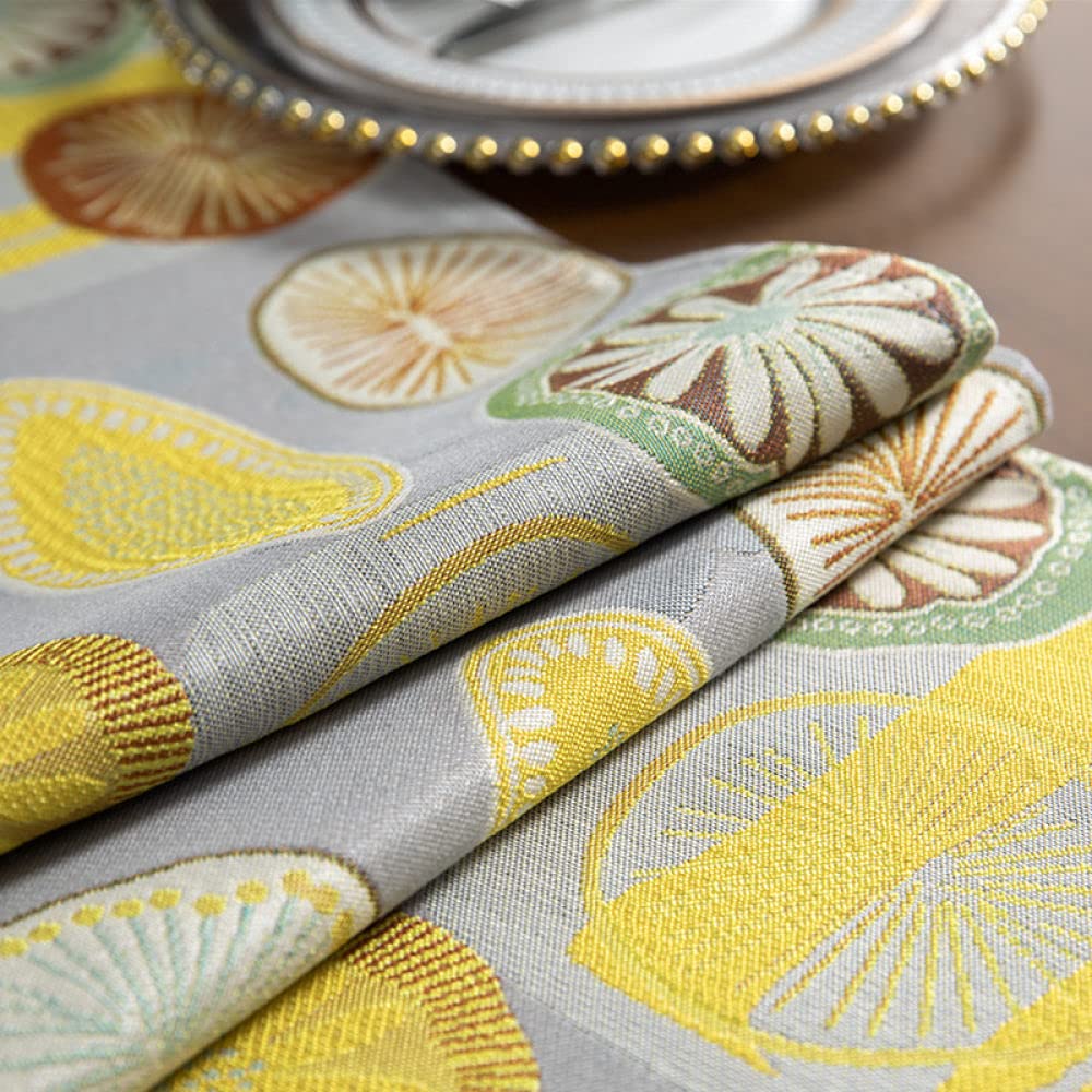 Tapetes para Mesa,Camino De Mesa Gris Camino De Mesa De Navidad Borlas con Estampado De Limón Mantel para Sala De Estar Mesa De Comedor De Navidad Fiesta Decoración Navideña, 34X180Cm