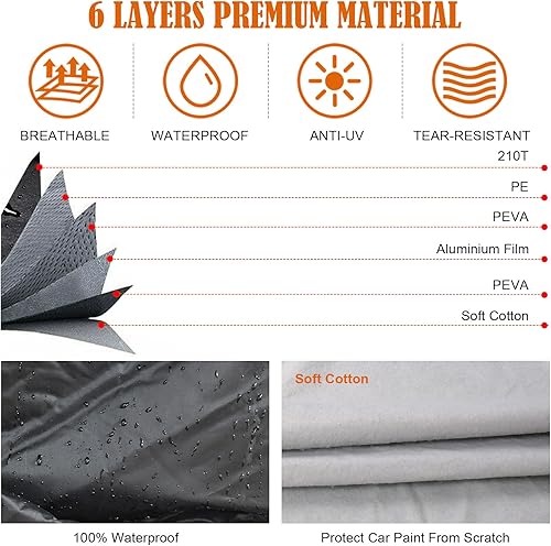 Miniatura 2 de Funda impermeable de repuesto para Ford Mustang Mach-E 2021-2025, 6 capas para todo tipo de clima, ajuste personalizado, con puerta con cremallera,