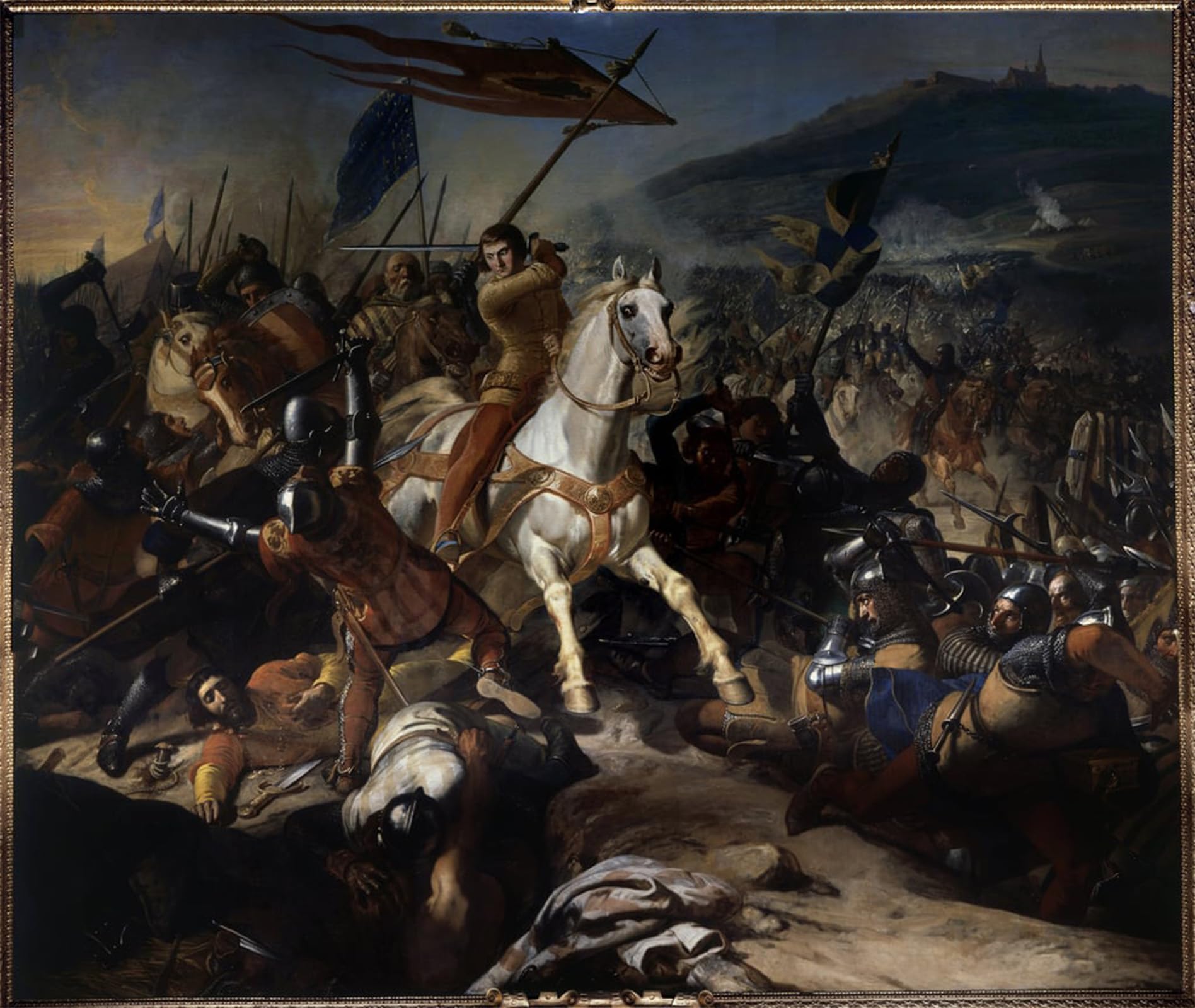 SERENDIPITP Abstract Painting Mural Print Picture Wall Decor Painting Flemish Wars the Battle of Mons En Puelle on by Charles Philippe Lariviere Vintage Wall Artwork for Home Decor 60x90cm
