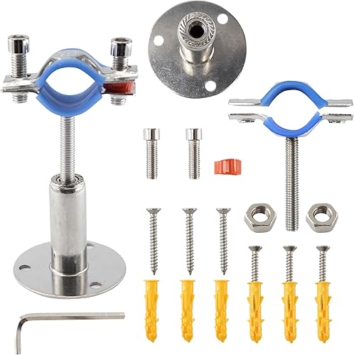 Miniatura 3 de Soporte de tubo de montaje en pared de acero inoxidable 304, abrazadera de tubo ajustable, soporte de correa de tubo de soporte fijo para tubos de