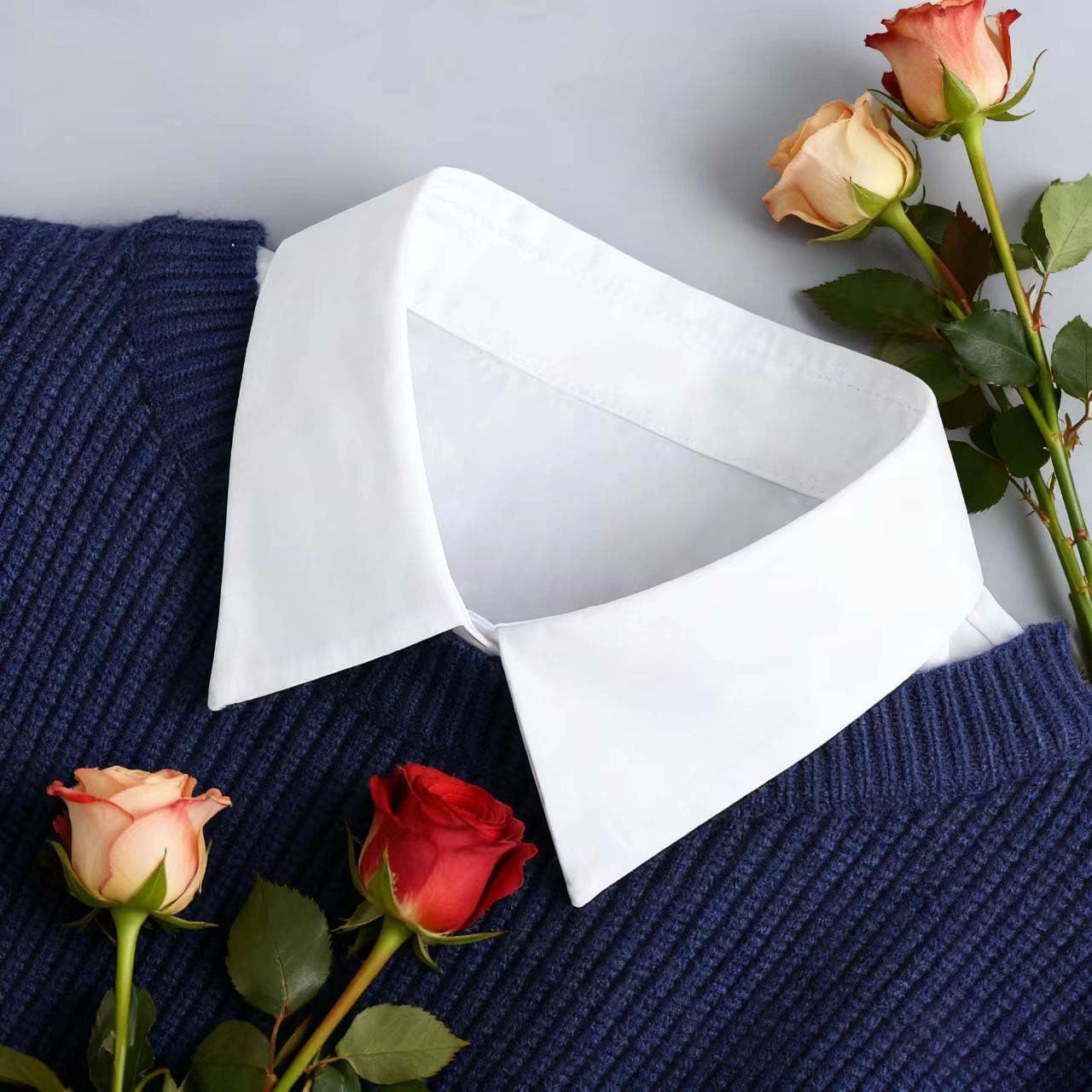 Women's Detachable Collar Shirt Button Down Blouse with Half Lining Convertible Neckline for Office & Casual Wear - Image 6