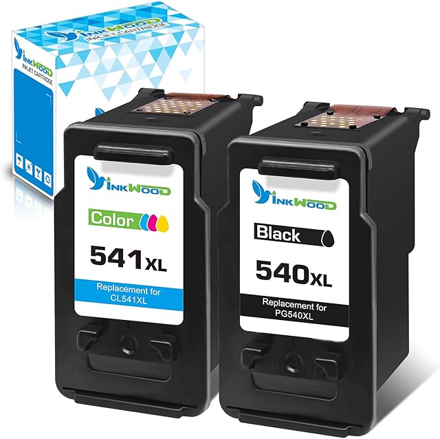Inkwood PG-540XL CL-541XL Replacement for Canon 540 541 Ink Cartridges, Canon 540 541 XL Ink Black and Colour, for Canon Pixma MG3550 MX395 MG3650 MX475 MG3500 MG3100 TS5150 TS5151