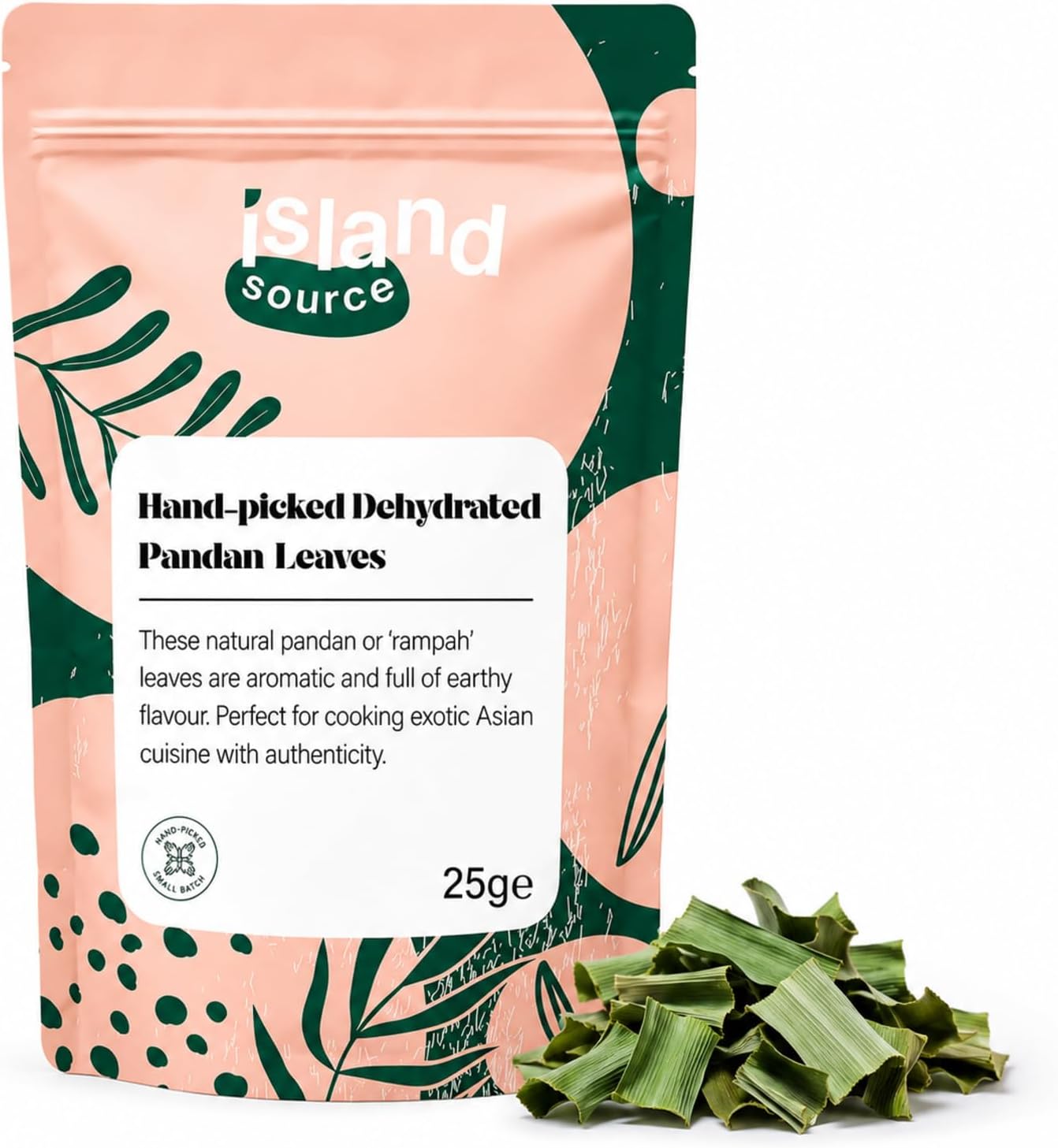 Island Source Pandan Leaves Natural Dehydrated 25g – Handpicked – Essential Spices for South Asian Dishes - Superior Flavour Sri Lankan Curry Spices