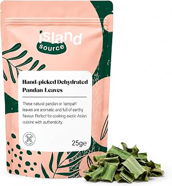 Island Source Pandan Leaves Natural Dehydrated 25g   Handpicked   Essential Spices for South Asian Dishes - Superior Flavour Sri Lankan Curry Spices
