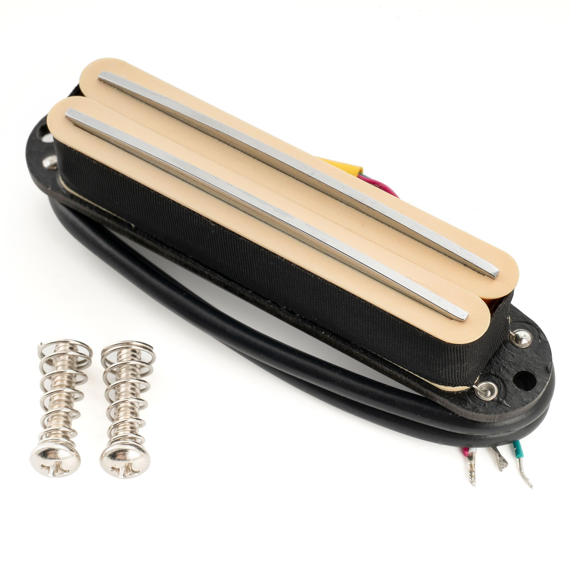 Musiclily Pro ST-DPHA Alnico 5 Rail Blade Humbucker Wielkości Single Coil Przetwornik 13,2K Super Distortion do Gitary Elektrycznej typu Strat, Kremowy Korpus Chrom Rail