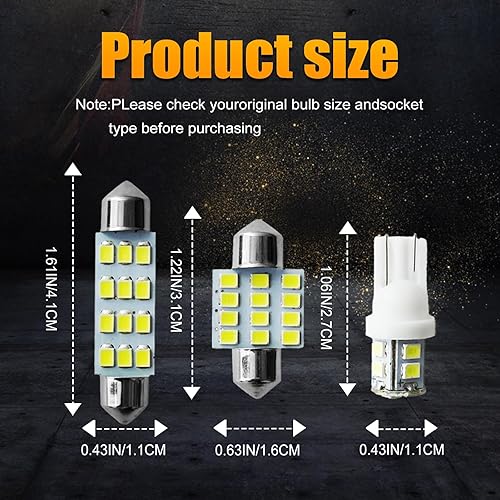 Miniatura 9 de Kit de combinación de bombillas LED para interior de coche, utilizado para el interior del maletero de la placa de matrícula del coche, fácil de