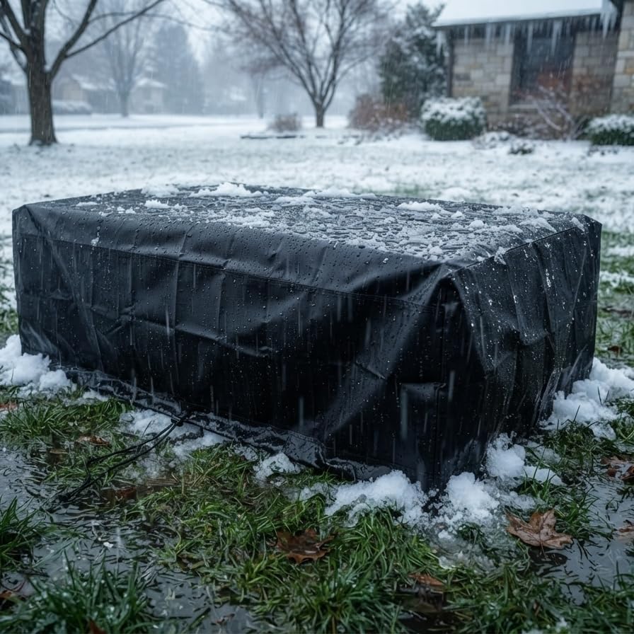 AJALGZ Heavy Duty Waterproof Patio Furniture Covers 160x80x90 cm 420D Oxford Outdoor Garden Table and Chair Set Cover, Anti-UV, Windproof, Rip-Proof Protective Cover for Outdoor Sofa, Black