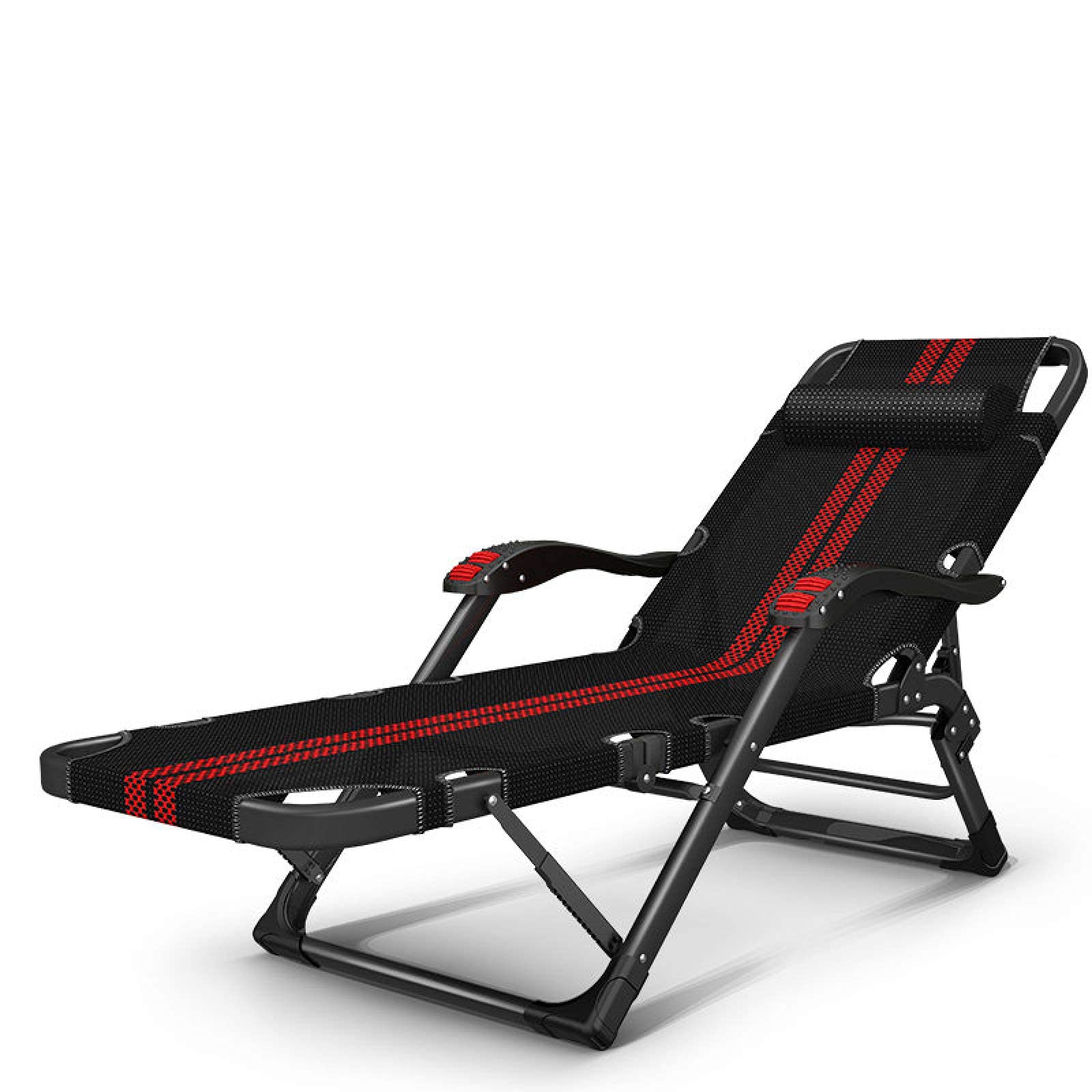 Chaise longue de plage pliante modèle A en métal léger avec oreiller de tête