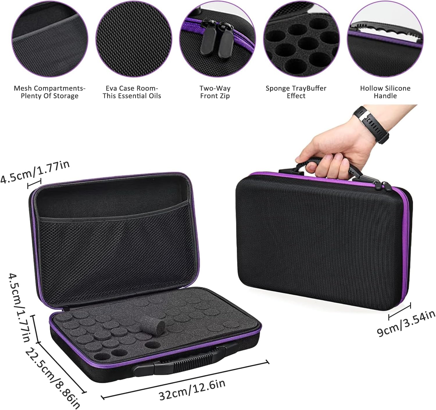 Essential Oil Storage Organizer,60 Bottle Essential Oils Case, Essential Oils Holders Organizer Essential Oil Bag Holds 5- 15ml Oils Bottle,Compatible with do Terra,Young Living,Vallejo,Army Painter