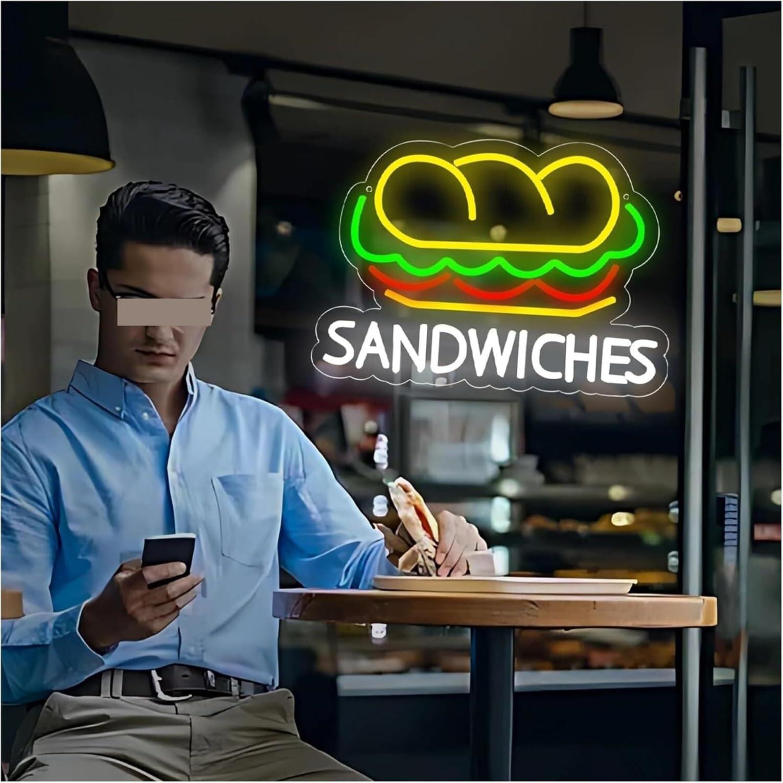 LED Lampada al neon Insegne al per neon decorative, insegne luminose, panini, alimentate da fast food