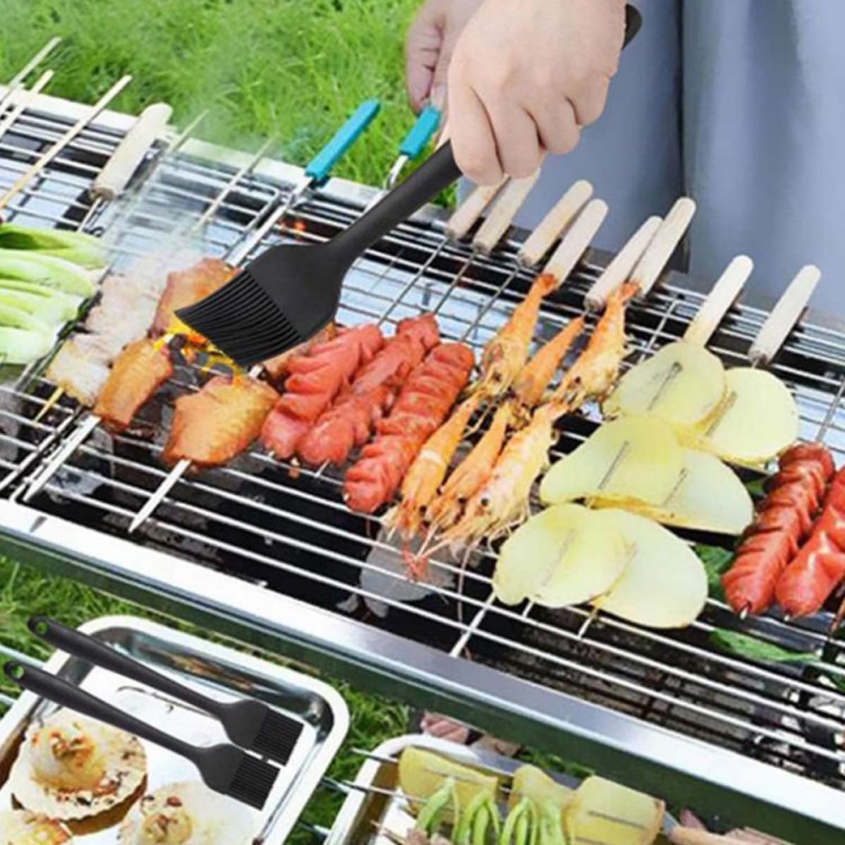 Ipetboom Silicone Basting Brush Set with Eco-friendly Material Heat Resistant 4pcs Pastry Brushes and Easy-to-grip Handle for Kitchen and Outdoor Bbq for Cooking, Baking, and Grilling
