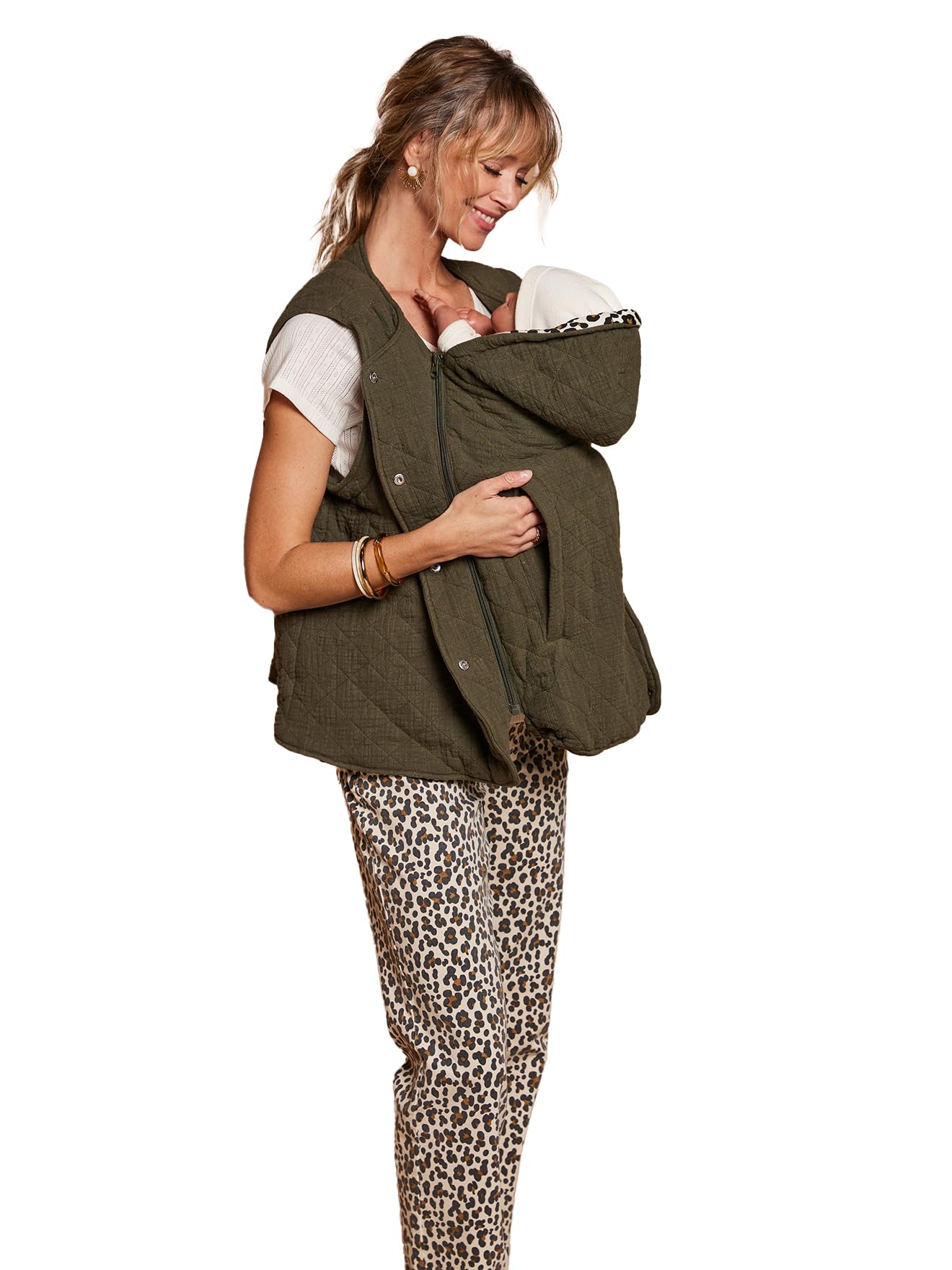 ENVIE DE FRAISE Gesteppte Tragejacke aus Musselin mit Recycling-Polyester & Bio-Baumwolle Khaki 32