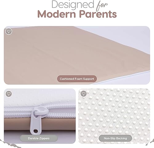 Miniatura 6 de Sleepah Baby Play Mat for Floor (50" x 50") Waterproof Vegan Leather - Easy to Clean w Removable Cover - Mat for Tummy Time - Foam Support w